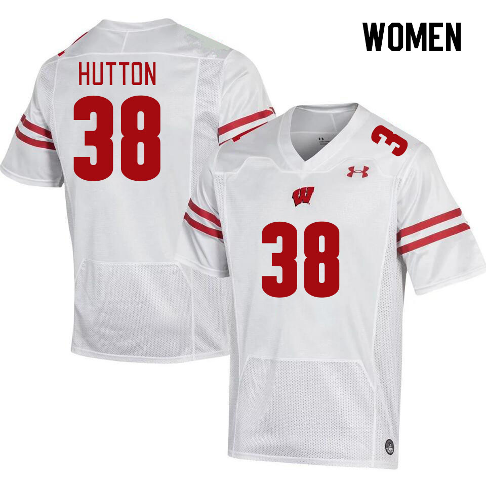 Women #38 Lee Hutton Winsconsin Badgers College Football Jerseys Stitched Sale-White